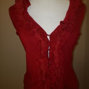 Ruffle Cardigan in Red